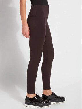 NEW Lysse Lyssentials Center Seam Ponte Leggings Size L Dark Espresso Brown $98